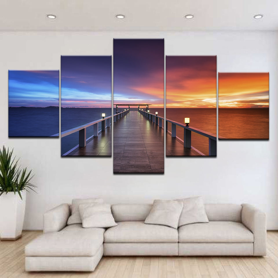 Canvas Wall art Beautiful 5 piece Sunset and sea,