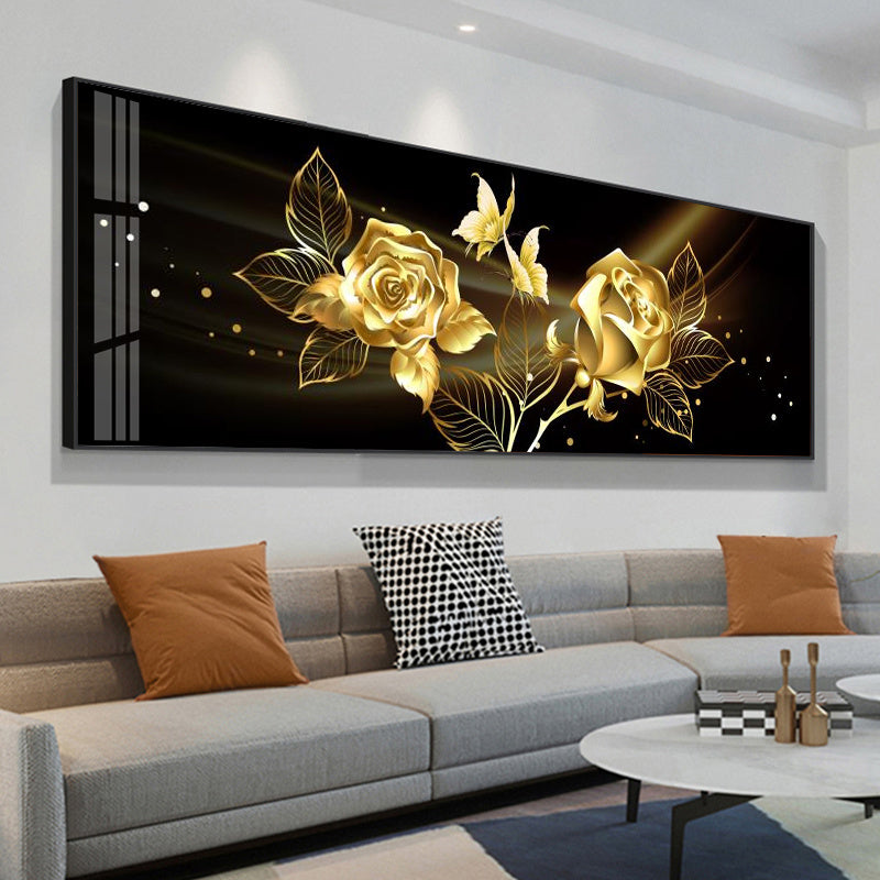 Black Gold Rose Wall, canvas wall art