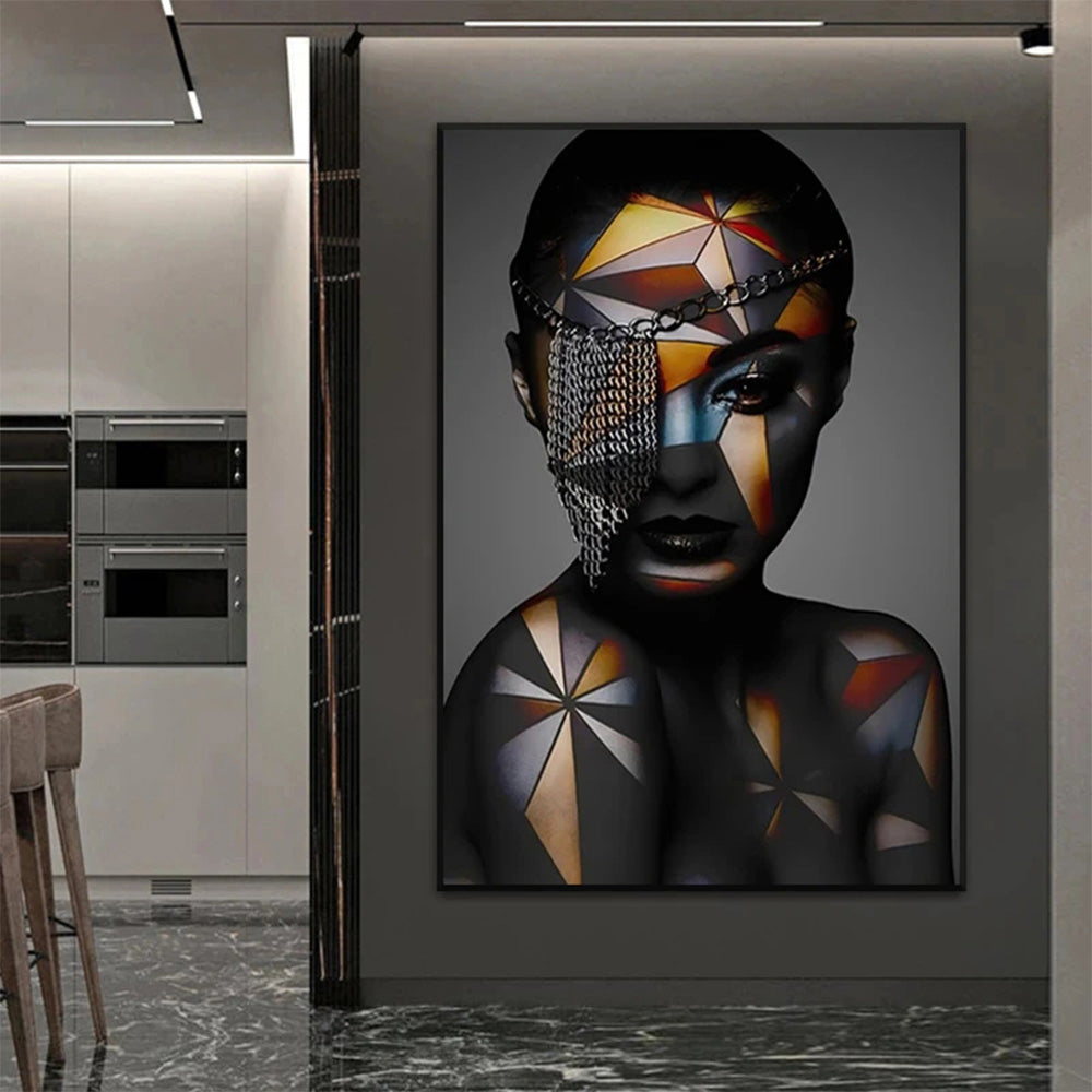 Geometric Makeup Woman Canvas Painting