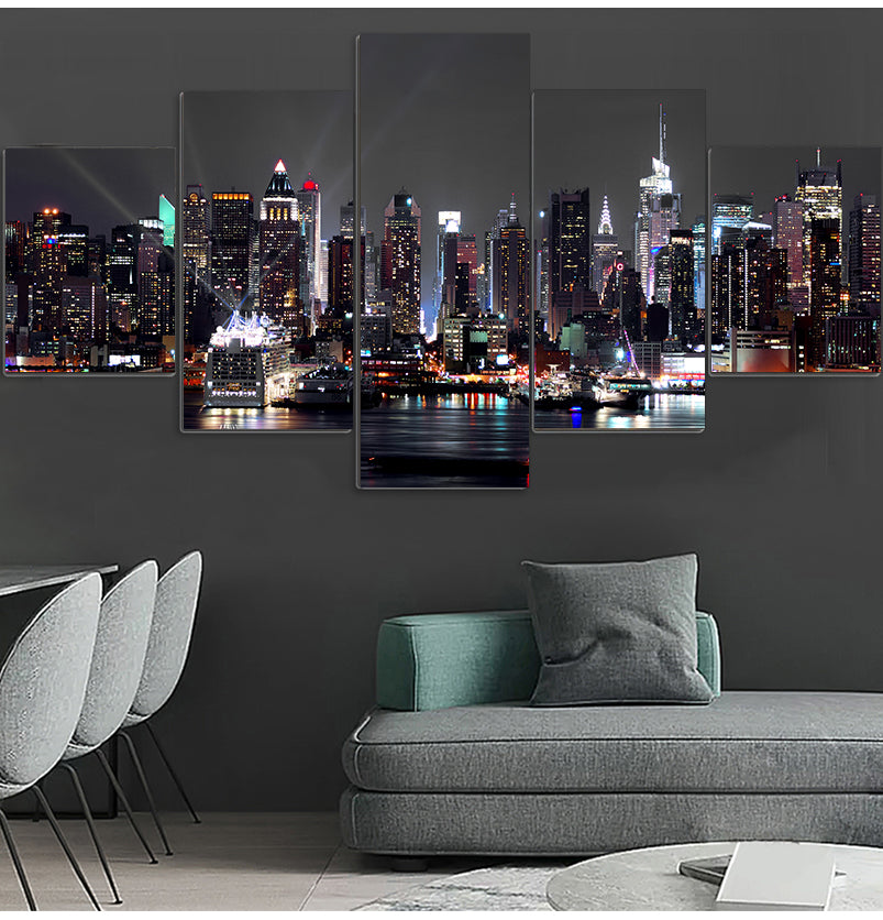 New York City skyline, 5 piece canvas wall art