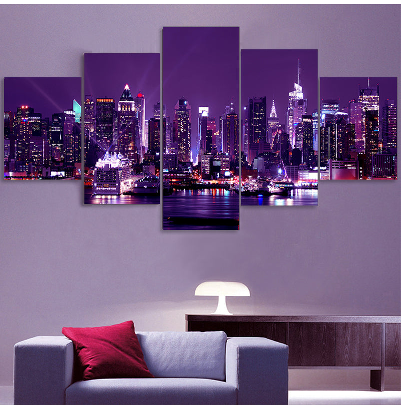 New York City skyline, 5 piece canvas wall art