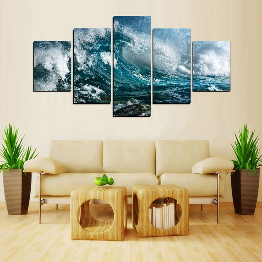 5 Piece Ocean Wave Canvas Wall art