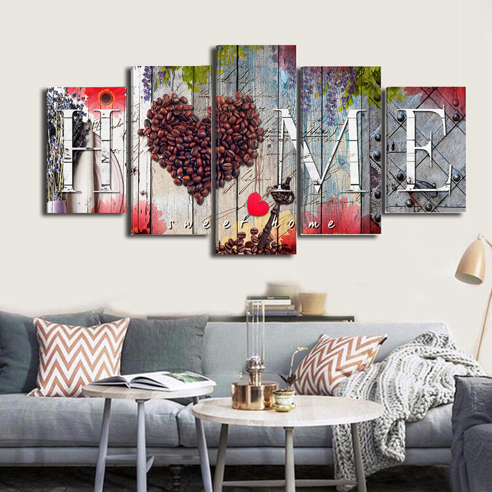 love Home 5 piece canvas wall art