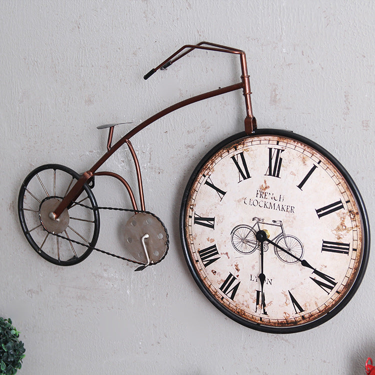 Creative bicycle wall clock retro