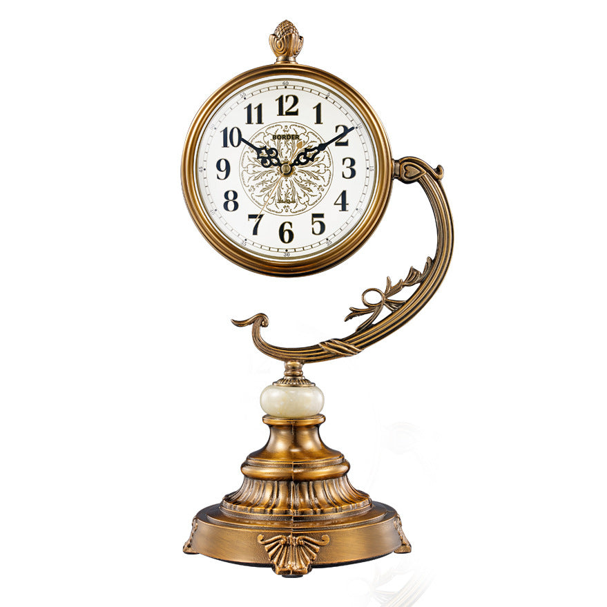 European vintage Style Living Room Desk Clock Copper-Plated