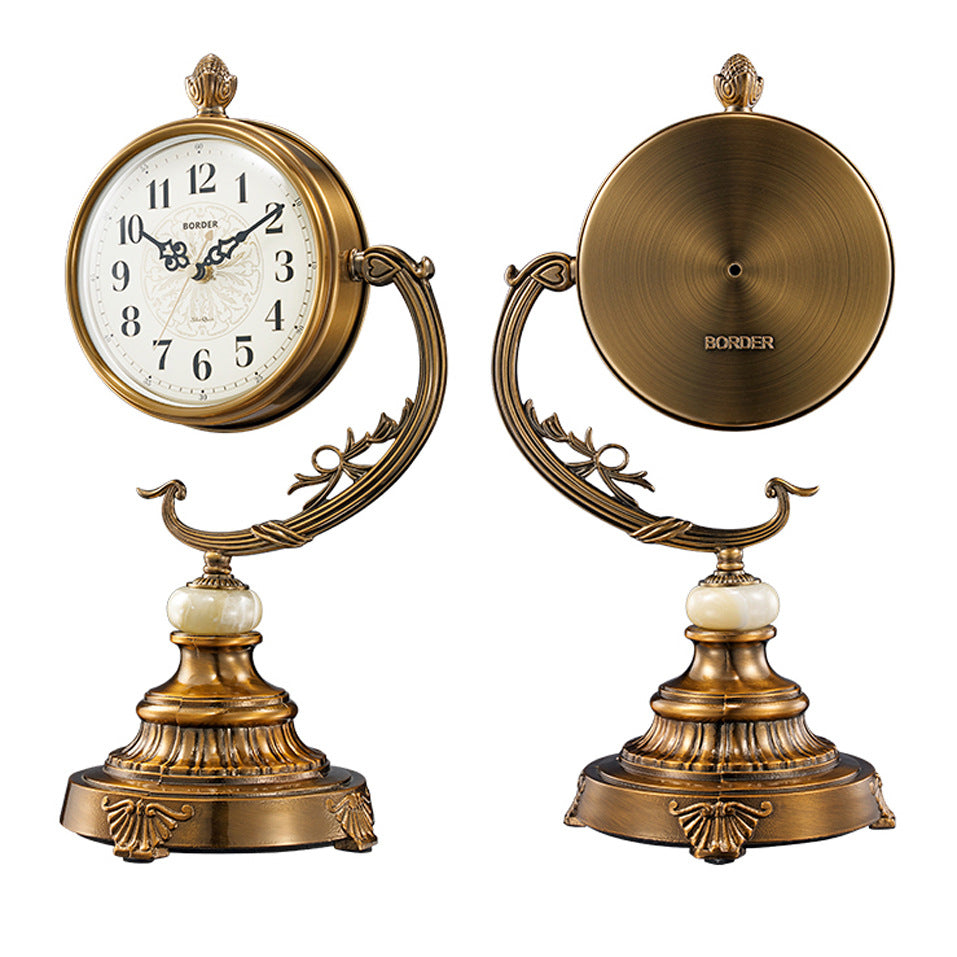 European vintage Style Living Room Desk Clock Copper-Plated