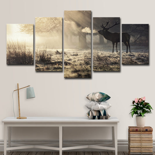 Wall Canvas Deer and Forest 5 piece canvas wall decor