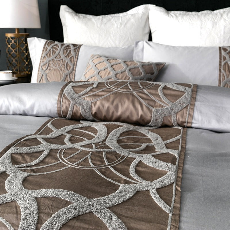 Chinese style Bedding, Light Luxury Cotton Embroidered Grey Series