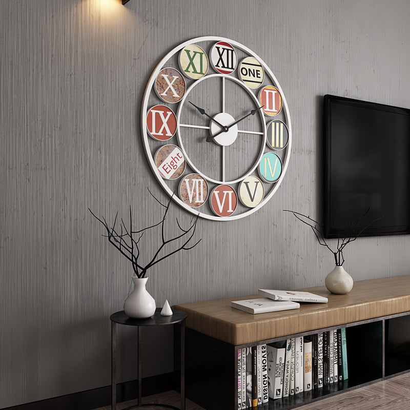 Wrought Iron retro Metal Wall Clock,