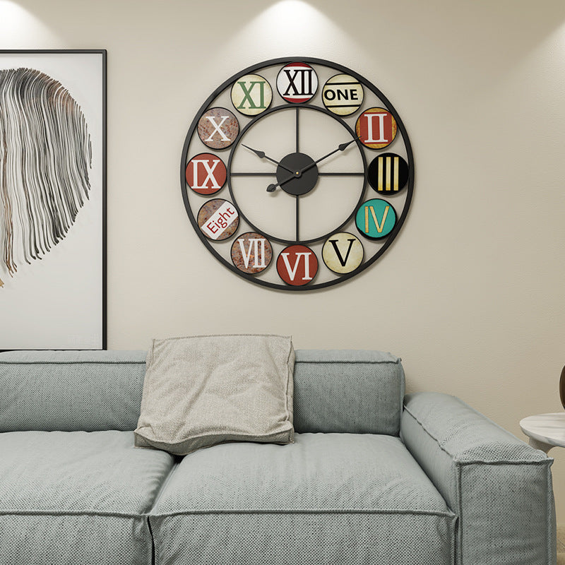 Wrought Iron retro Metal Wall Clock,