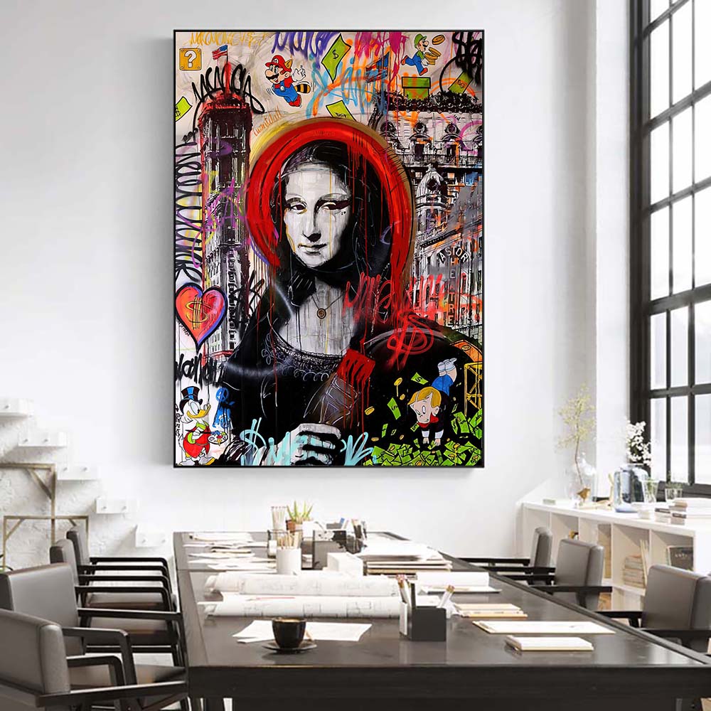 Street Art Mona Lisa , wall canvas art