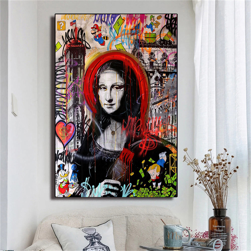 Street Art Mona Lisa , wall canvas art