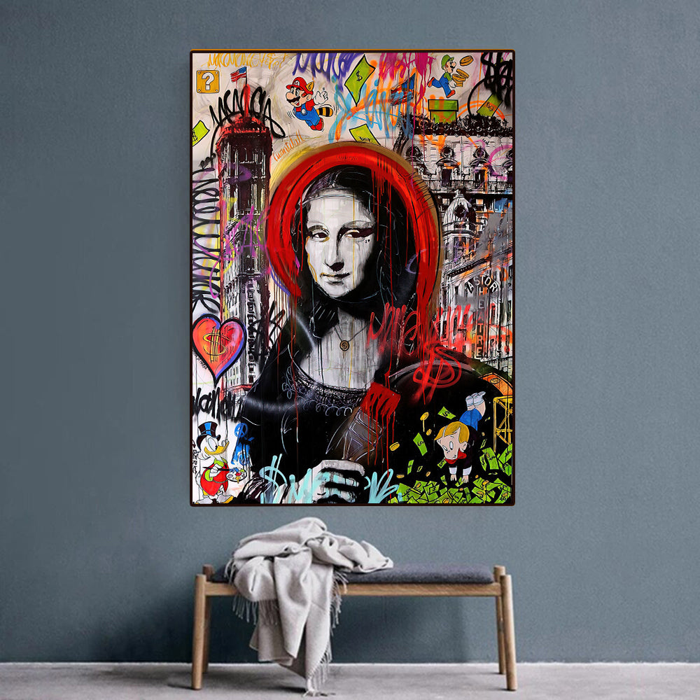 Street Art Mona Lisa , wall canvas art