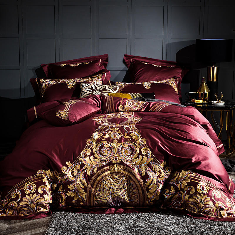 luxury Embroidered Chinese cotton quilt cover bedding