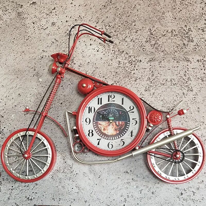 Iron Motorcycle Clock Wall Hanging Wall Decoration