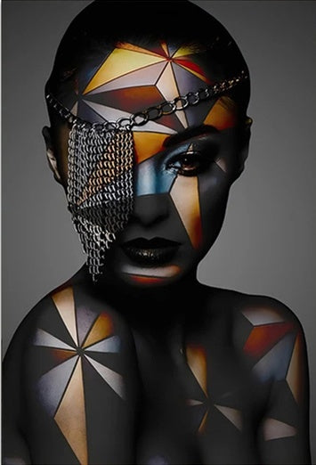 Geometric Makeup Woman Canvas Painting