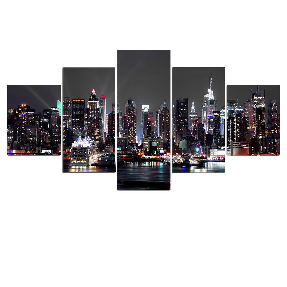 New York City skyline, 5 piece canvas wall art