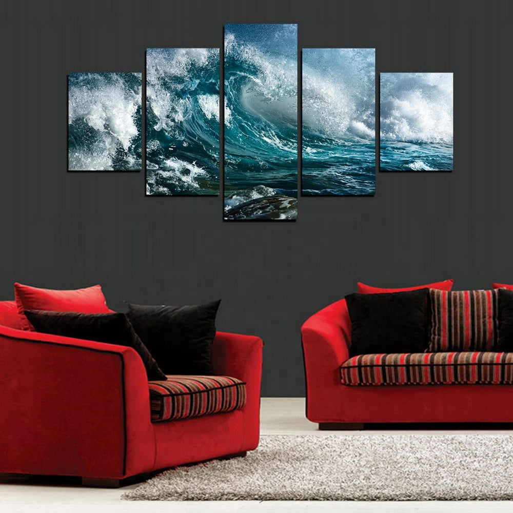 5 Piece Ocean Wave Canvas Wall art