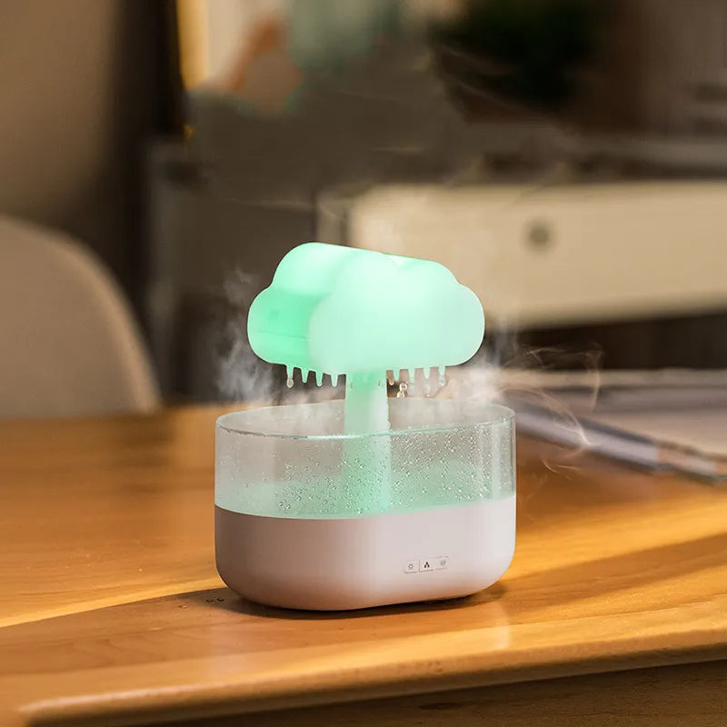 Rain Cloud Night Light Humidifier With Raining Water Drop Sound And 7 Colour Led Light Essential Oil Diffuser