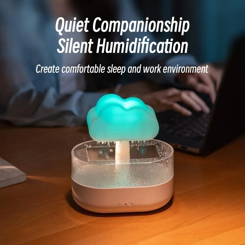 Rain Cloud Night Light Humidifier With Raining Water Drop Sound And 7 Colour Led Light Essential Oil Diffuser