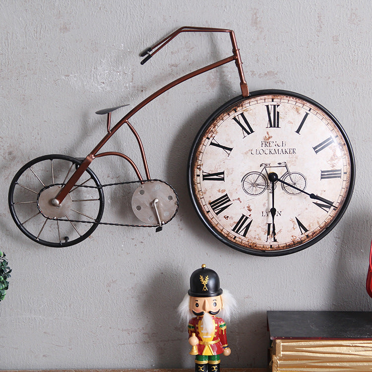 Creative bicycle wall clock retro