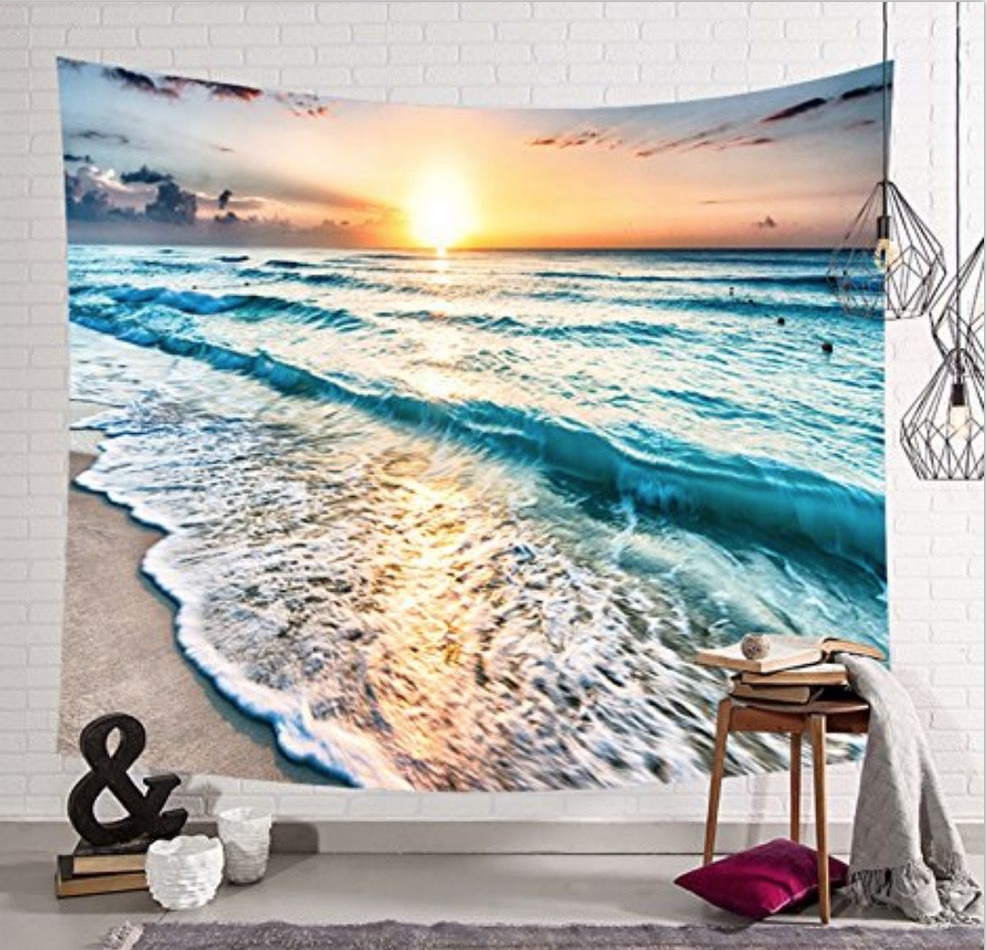 Beach and sunrise , wall hanging art