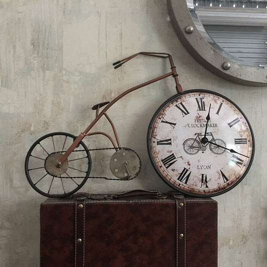 Creative bicycle wall clock retro