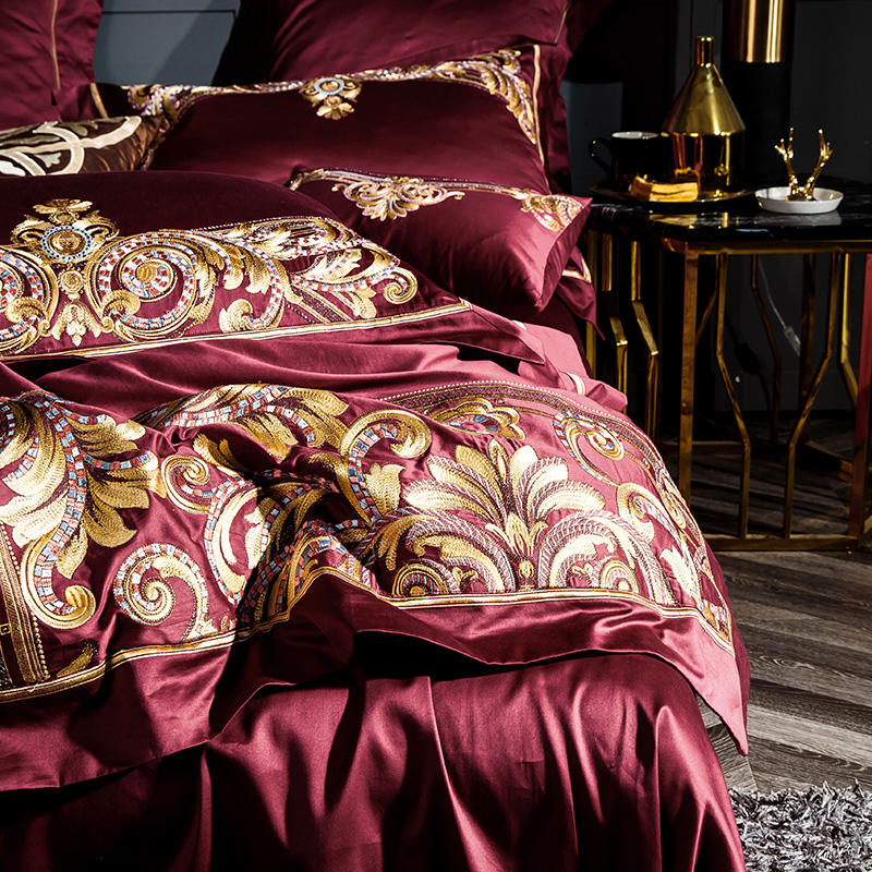 luxury Embroidered Chinese cotton quilt cover bedding