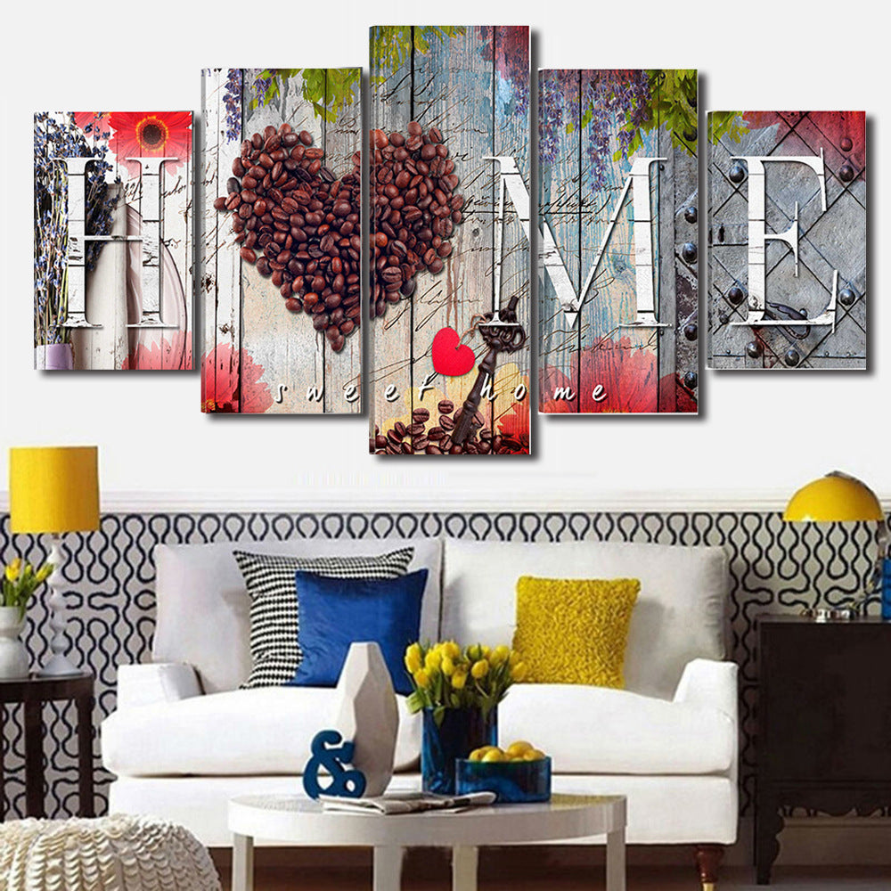 love Home 5 piece canvas wall art