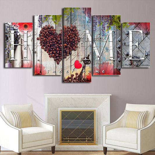 love Home 5 piece canvas wall art