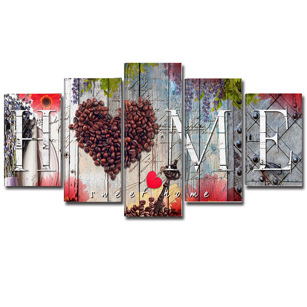 love Home 5 piece canvas wall art