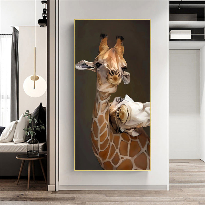 Giraffe Canvas Painting Family Posters