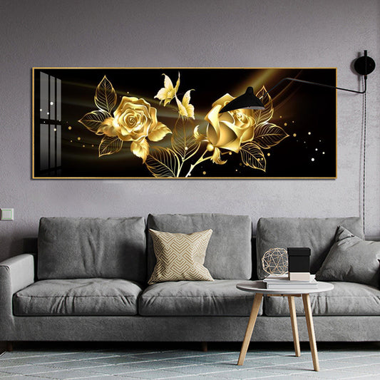 Black Gold Rose Wall, canvas wall art