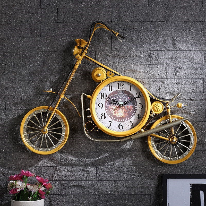 Iron Motorcycle Clock Wall Hanging Wall Decoration