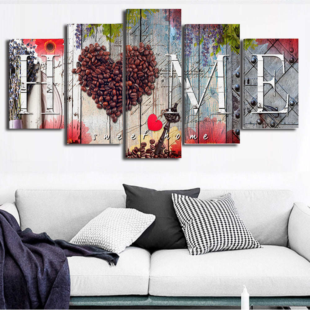 love Home 5 piece canvas wall art