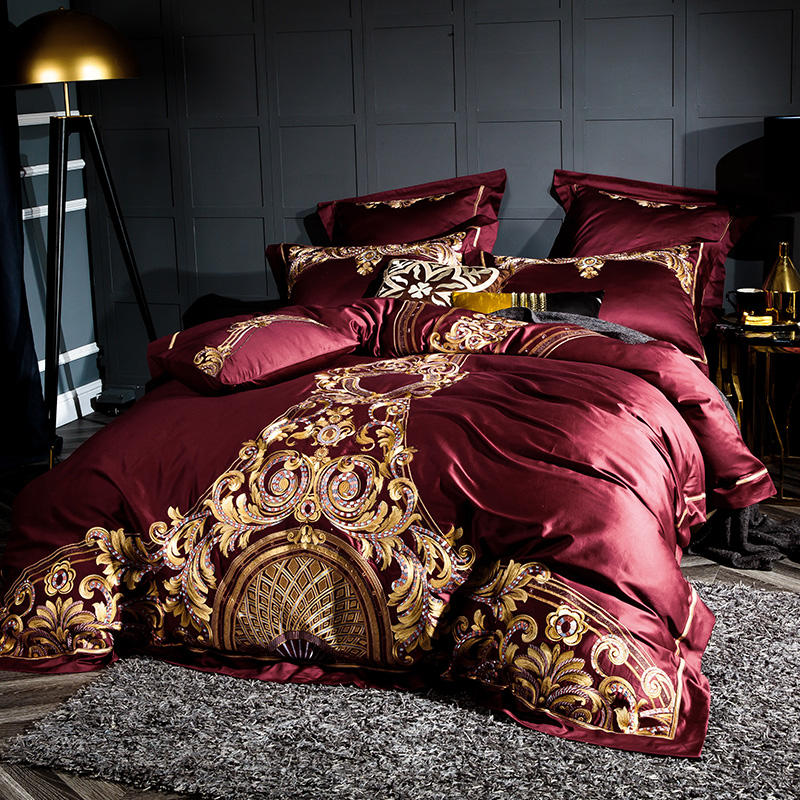 luxury Embroidered Chinese cotton quilt cover bedding