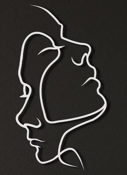 Character Couple Head Wall Decor Silhouette Abstract Line Metal Art