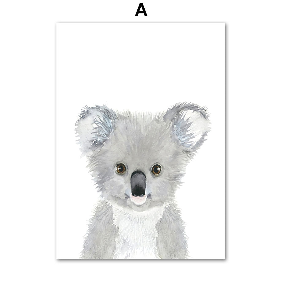 Children's Room Cartoon animals canvas wall art