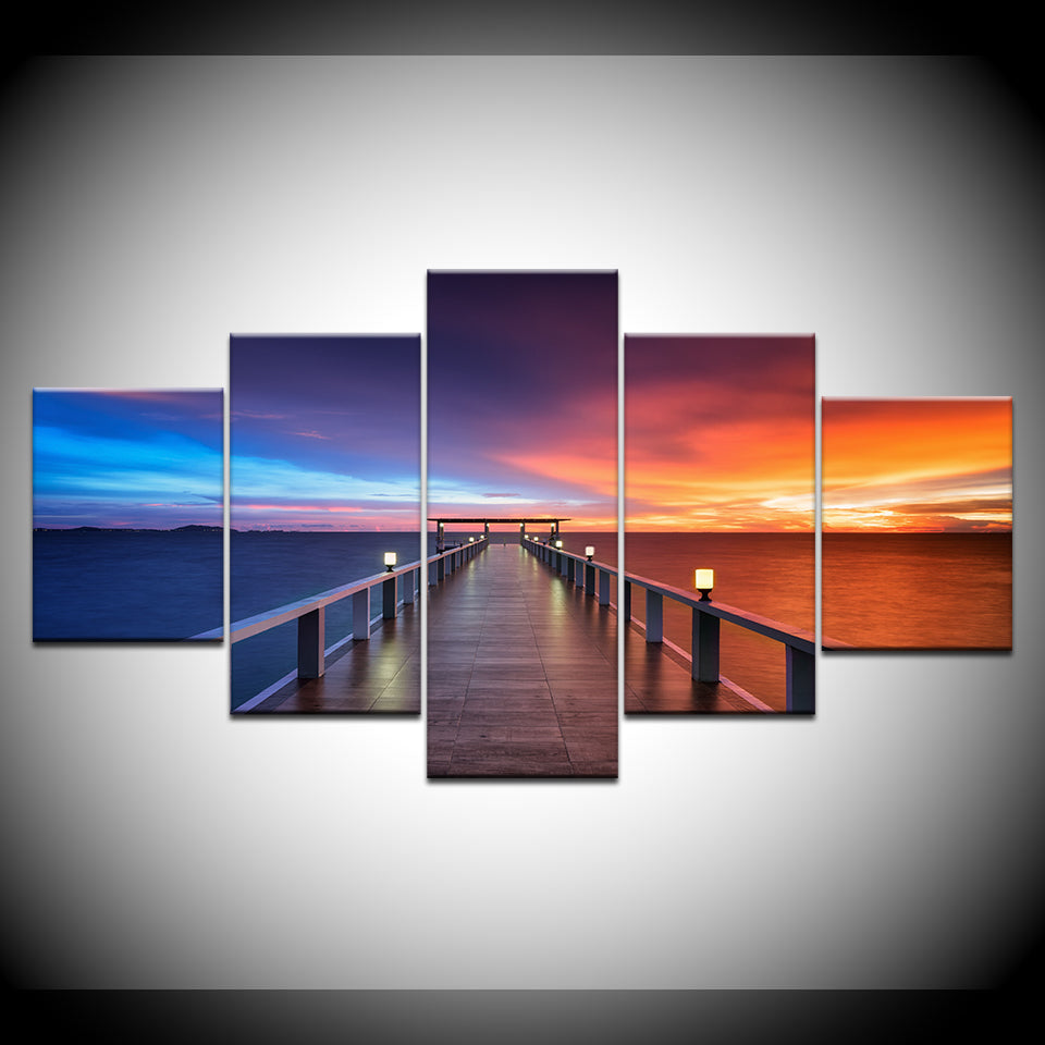 Canvas Wall art Beautiful  5 piece Sunset  and sea,