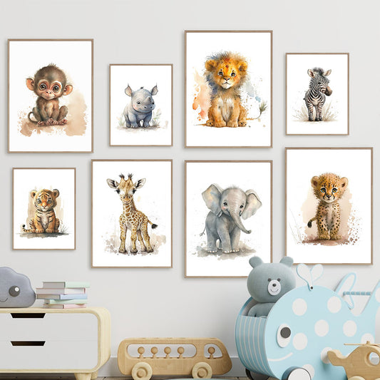 Baby animals , children's canvas wall art