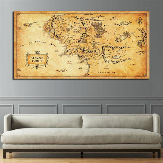 Vintage Style Map Canvas wall art