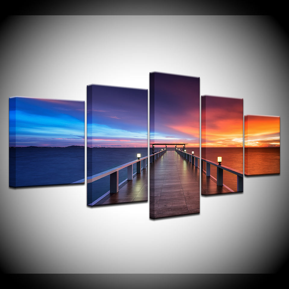 Canvas Wall art Beautiful  5 piece Sunset  and sea,