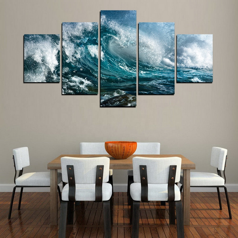 5 Piece Ocean Wave Canvas Wall art