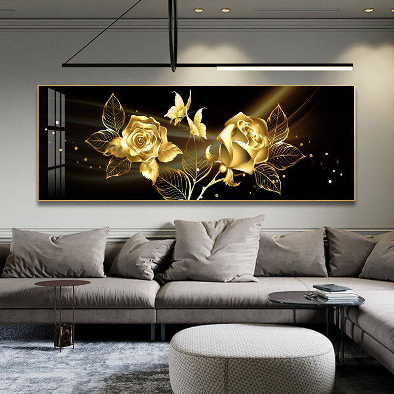 Black Gold Rose Wall, canvas wall art