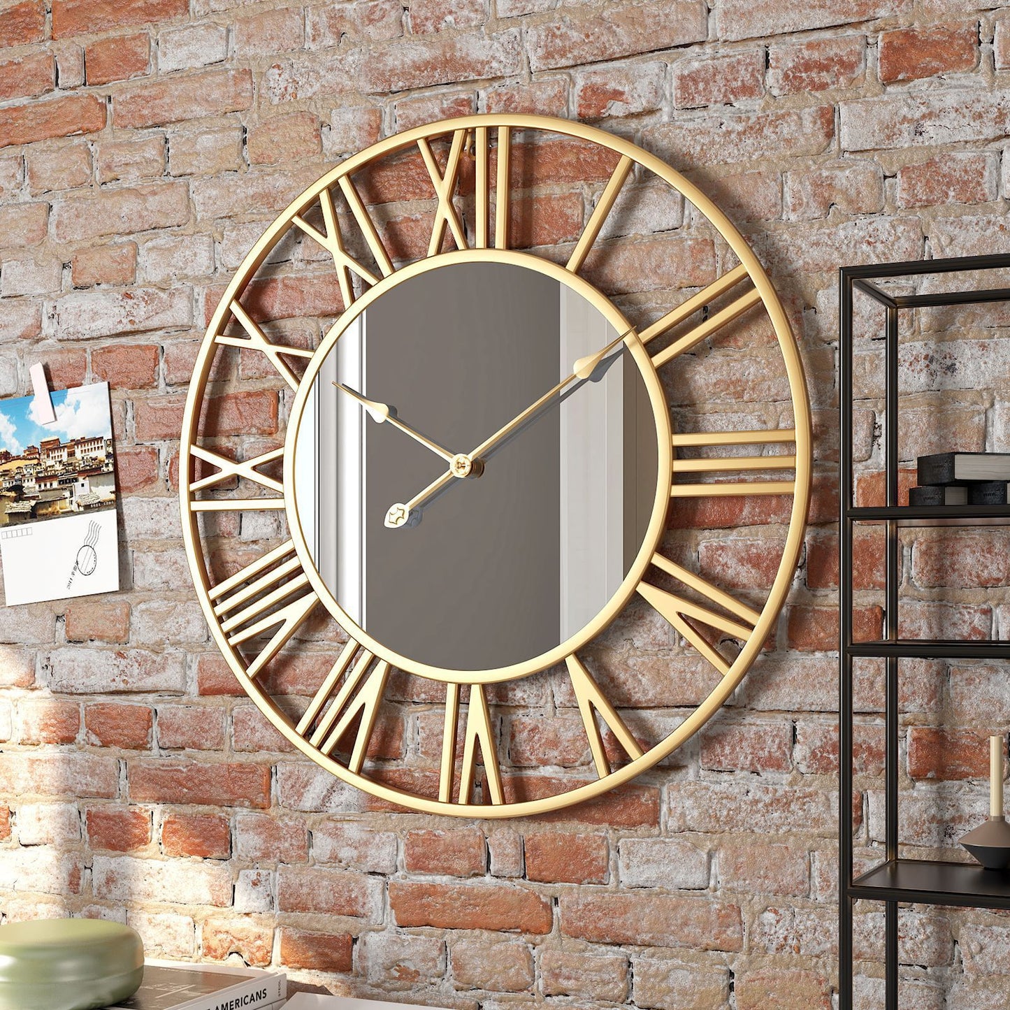 Round Wrought Iron Mirror Clock