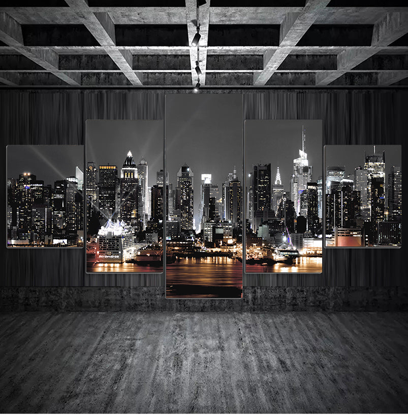 New York City skyline, 5 piece canvas wall art