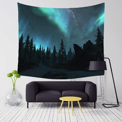 Home decor , northern lights and woods ,, wall hanging art