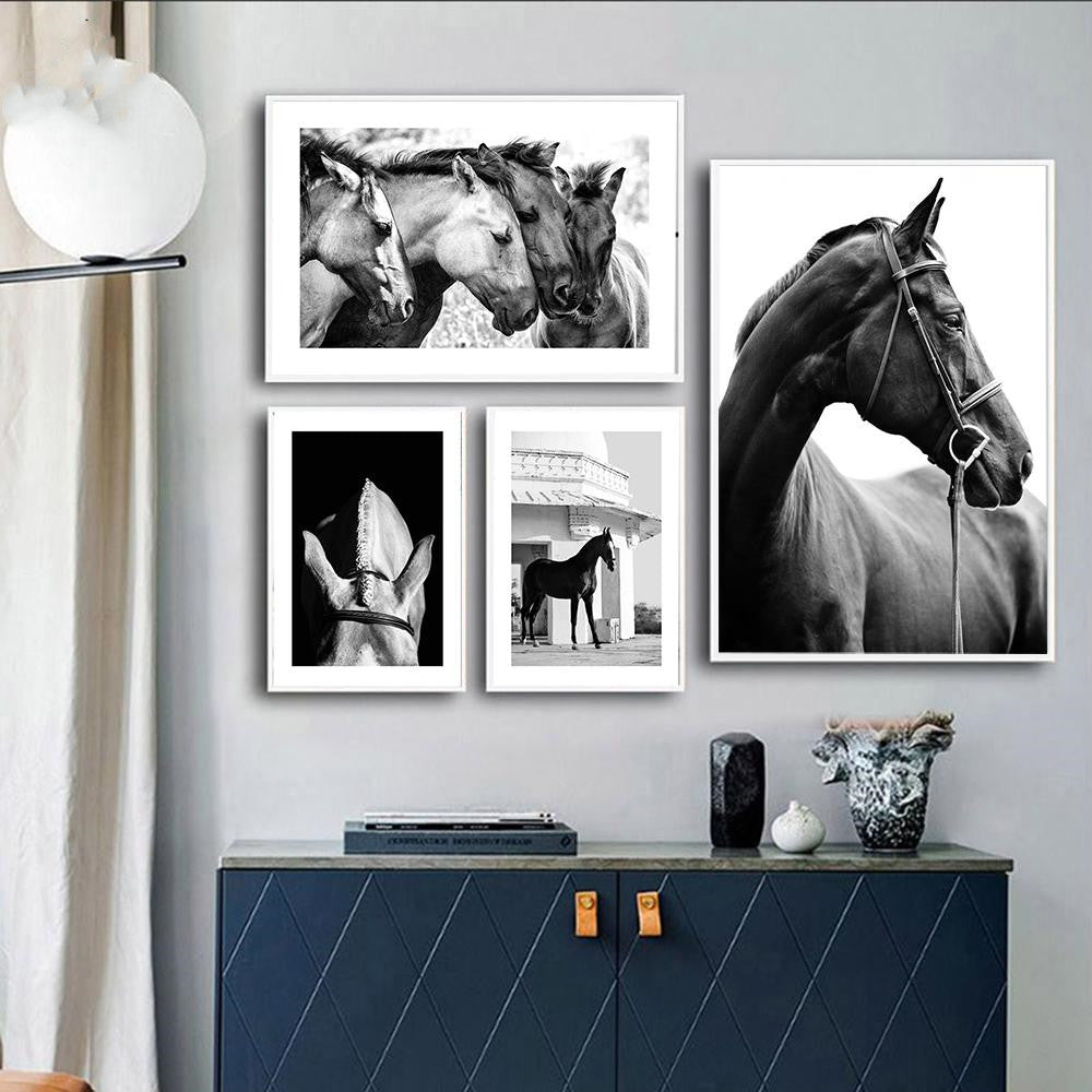 Black And White Animal Horse Canvas wall art