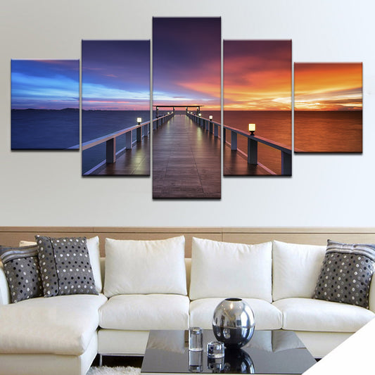 Canvas Wall art Beautiful  5 piece Sunset  and sea,