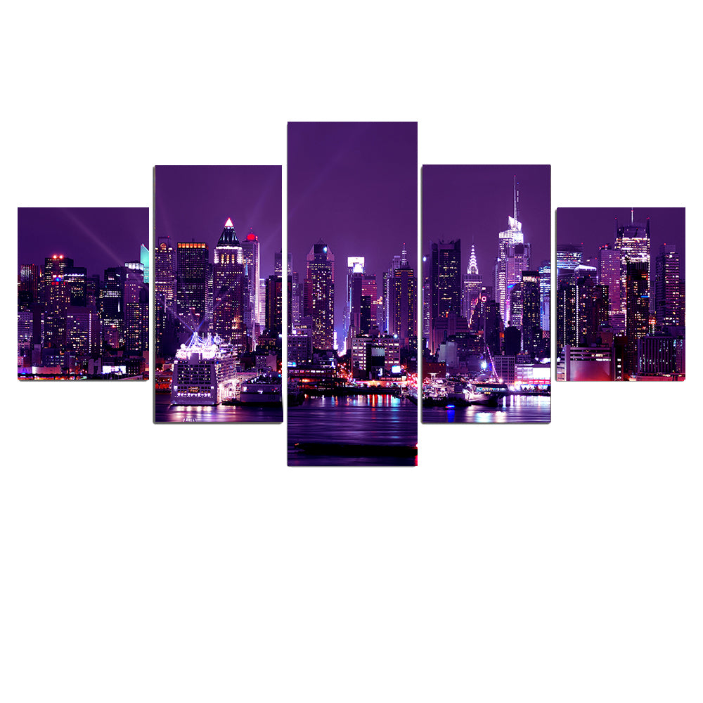 New York City skyline, 5 piece canvas wall art